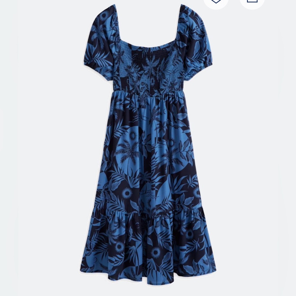 Nine Britton Navy and Blue Smocked Floral Dress